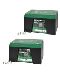 Saftkiste Litiumbatteri, batteripolerna upptill