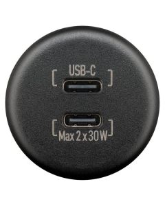 wentronic inbyggd laddare Dubbel USB-C 2x30 W, svart